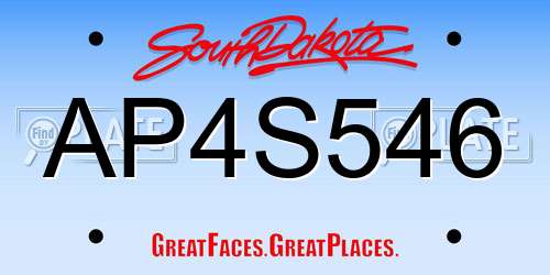 AP4S546 South Dakota License Plate