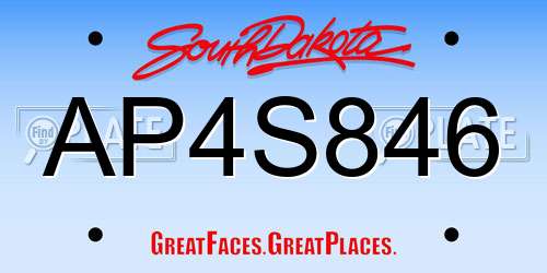 AP4S846 South Dakota License Plate