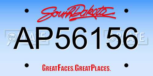 AP56156 South Dakota License Plate