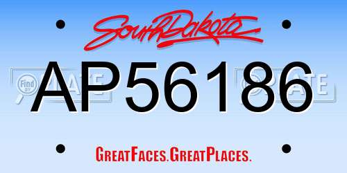 AP56186 South Dakota License Plate