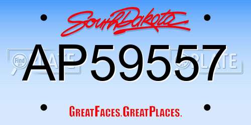 AP59557 South Dakota License Plate