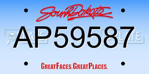 AP59587 South Dakota License Plate