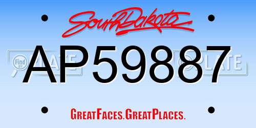 AP59887 South Dakota License Plate