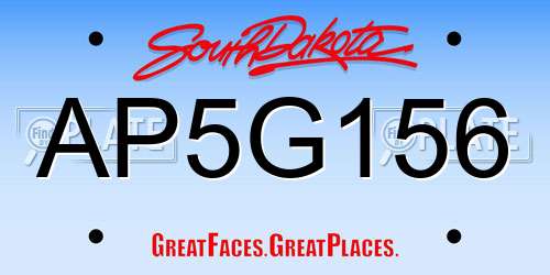 AP5G156 South Dakota License Plate