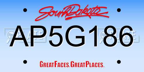 AP5G186 South Dakota License Plate