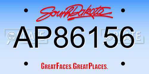 AP86156 South Dakota License Plate