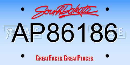 AP86186 South Dakota License Plate