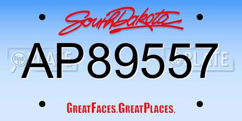 AP89557 South Dakota License Plate