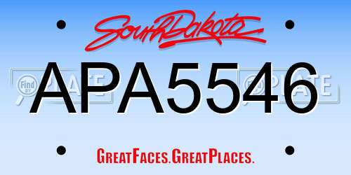 APA5546 South Dakota License Plate