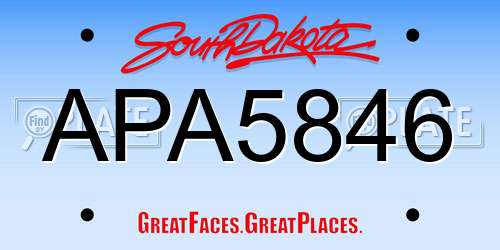 APA5846 South Dakota License Plate