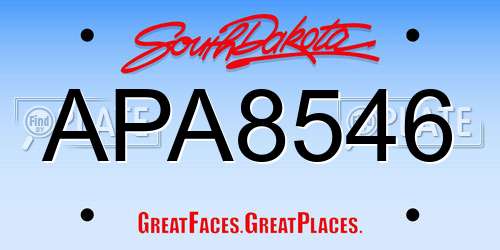APA8546 South Dakota License Plate