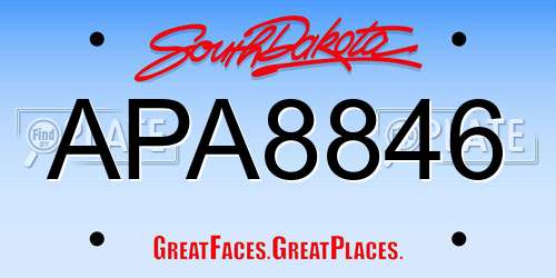 APA8846 South Dakota License Plate