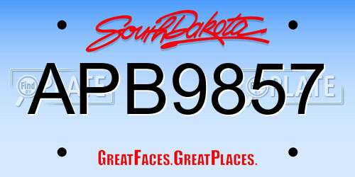 APB9857 South Dakota License Plate