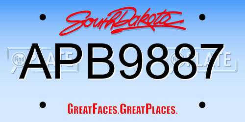 APB9887 South Dakota License Plate