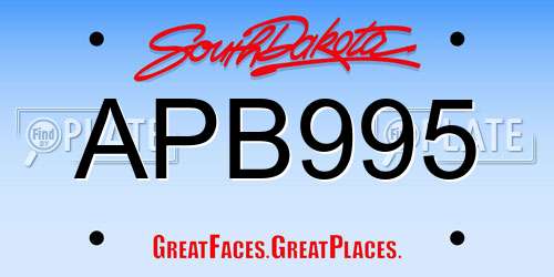 APB995 South Dakota License Plate