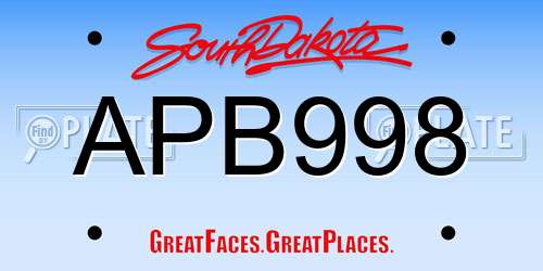 APB998 South Dakota License Plate