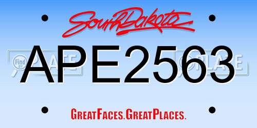 APE2563 South Dakota License Plate