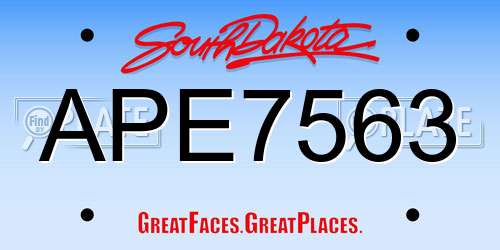 APE7563 South Dakota License Plate