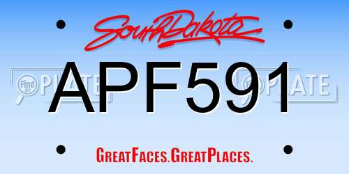 APF591 South Dakota License Plate