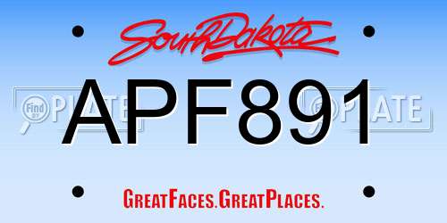 APF891 South Dakota License Plate