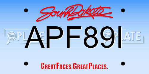 APF89I South Dakota License Plate