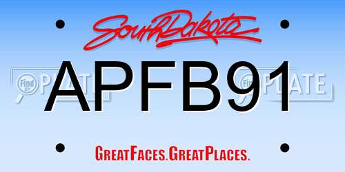 APFB91 South Dakota License Plate