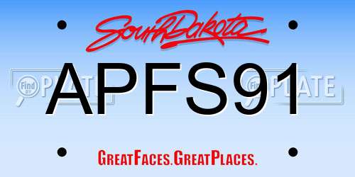 APFS91 South Dakota License Plate