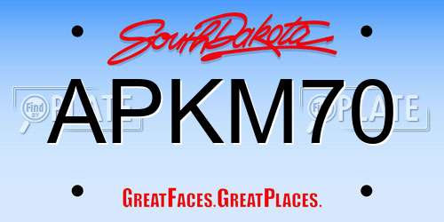 APKM70 South Dakota License Plate