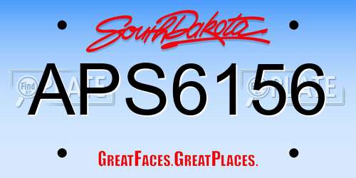 APS6156 South Dakota License Plate