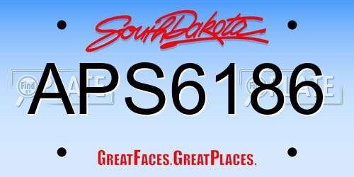 APS6186 South Dakota License Plate