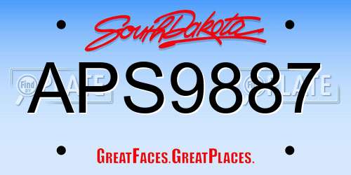APS9887 South Dakota License Plate