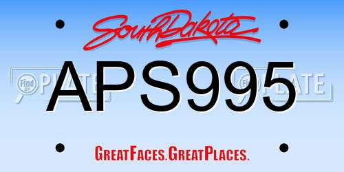 APS995 South Dakota License Plate