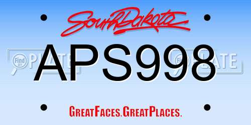 APS998 South Dakota License Plate