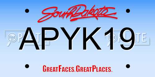 APYK19 South Dakota License Plate