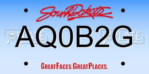 AQ0B2G South Dakota License Plate