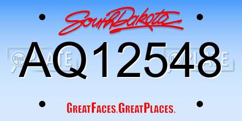 AQ12548 South Dakota License Plate