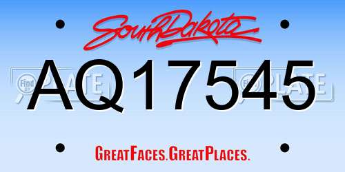 AQ17545 South Dakota License Plate