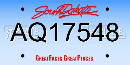 AQ17548 South Dakota License Plate