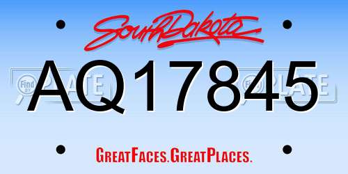 AQ17845 South Dakota License Plate