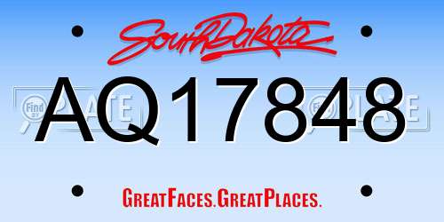 AQ17848 South Dakota License Plate