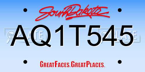AQ1T545 South Dakota License Plate