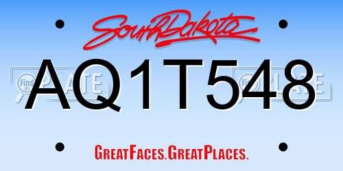 AQ1T548 South Dakota License Plate