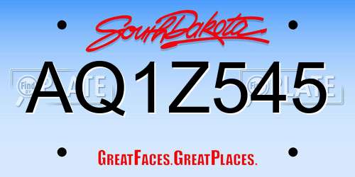 AQ1Z545 South Dakota License Plate