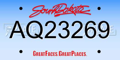 AQ23269 South Dakota License Plate