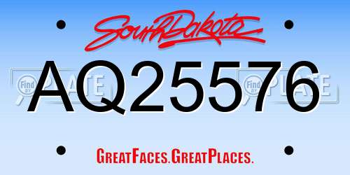 AQ25576 South Dakota License Plate