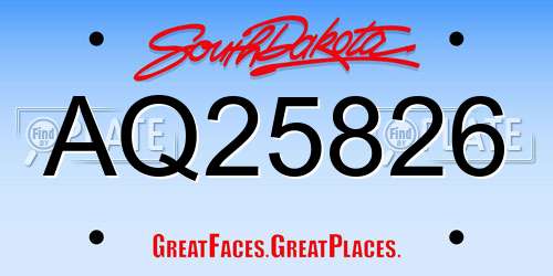 AQ25826 South Dakota License Plate