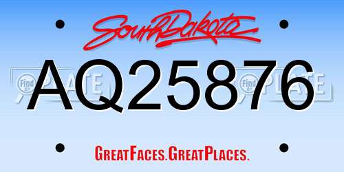 AQ25876 South Dakota License Plate