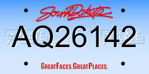 AQ26142 South Dakota License Plate