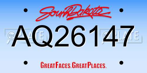 AQ26147 South Dakota License Plate