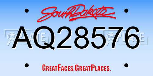 AQ28576 South Dakota License Plate